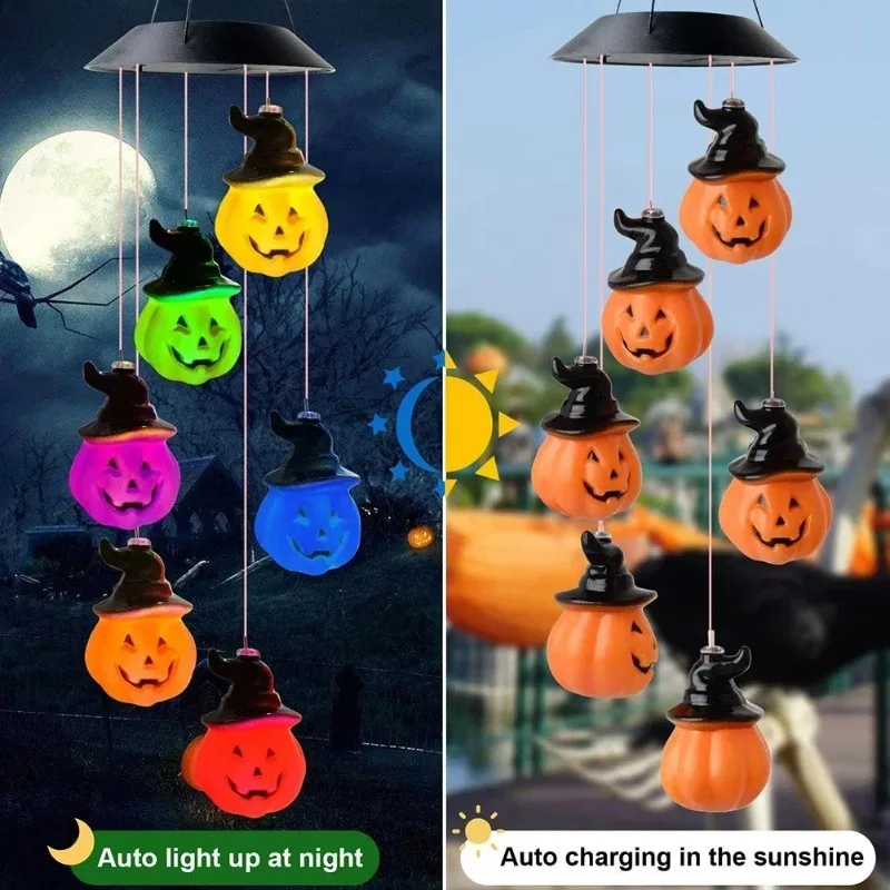 LED Solar Wind Chime Crystal Ball Hummingbird Wind Chime Light Color Changing Waterproof Hanging Solar Light for Home Garden