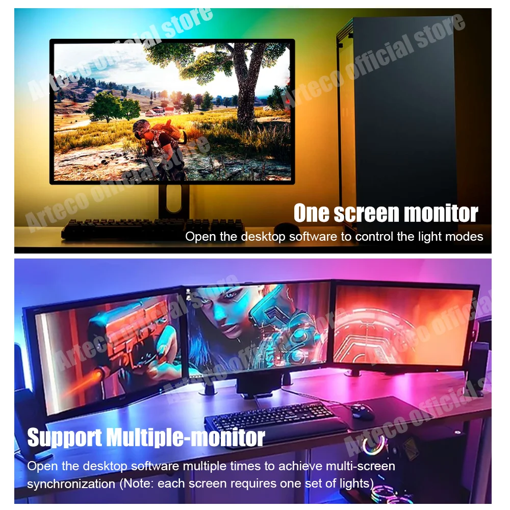 Smart Ambient PC Led Backlight RGB For Windows Monitor Sync Screen Color  Ambibox Led Strip Lights Kit Desktop Control Game Room