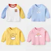 Babys Boys Long Sleeve Tees Autumn Young Children Girls Solid Cotton Undershirt Bear Print Newborn Infant Girls Spliced T-shirts 1