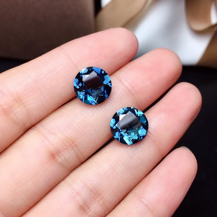 3mm To 10mm Round London Blue Topaz Loose Gemstone 100% Natural Topaz Gemstone for Jewelry Shop 4
