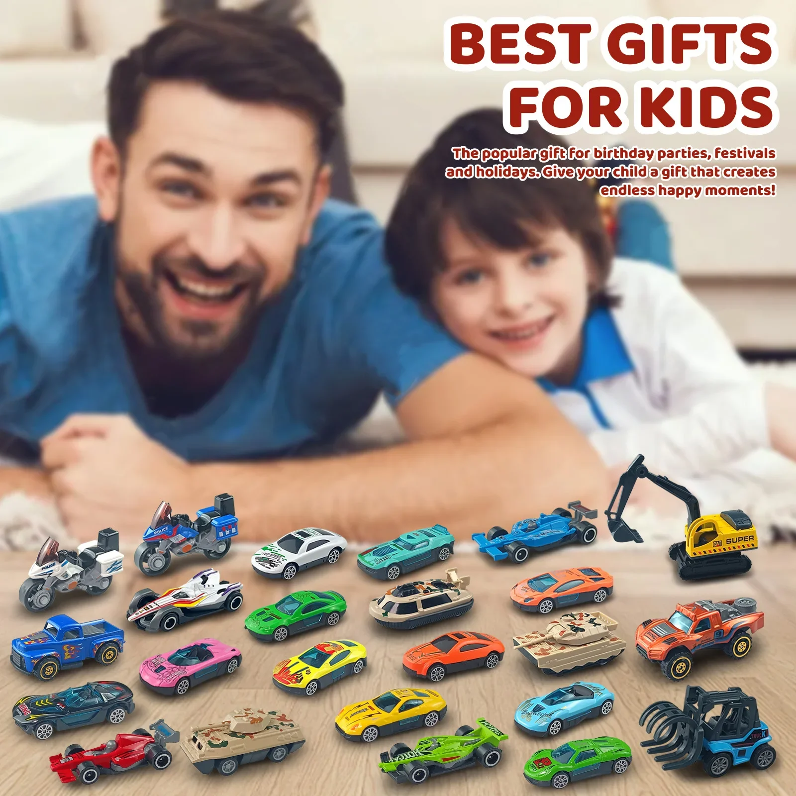 Christmas Advent Calendar Mini Diecast Car Set Collection Box 24 Days Countdown Calendar Inertia Sliding Model Gift Box for Kids