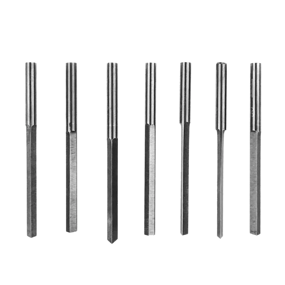 7개 30-120 ° 텅스텐강 공압 조각칼 보석 조각칼 삼각 그레이버 금속 블레이드 DIY 도구