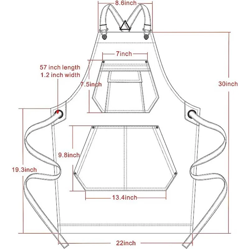 Custom logo Cotton Denim Artist Work Apron with Pockets Straps and Adjustable 6