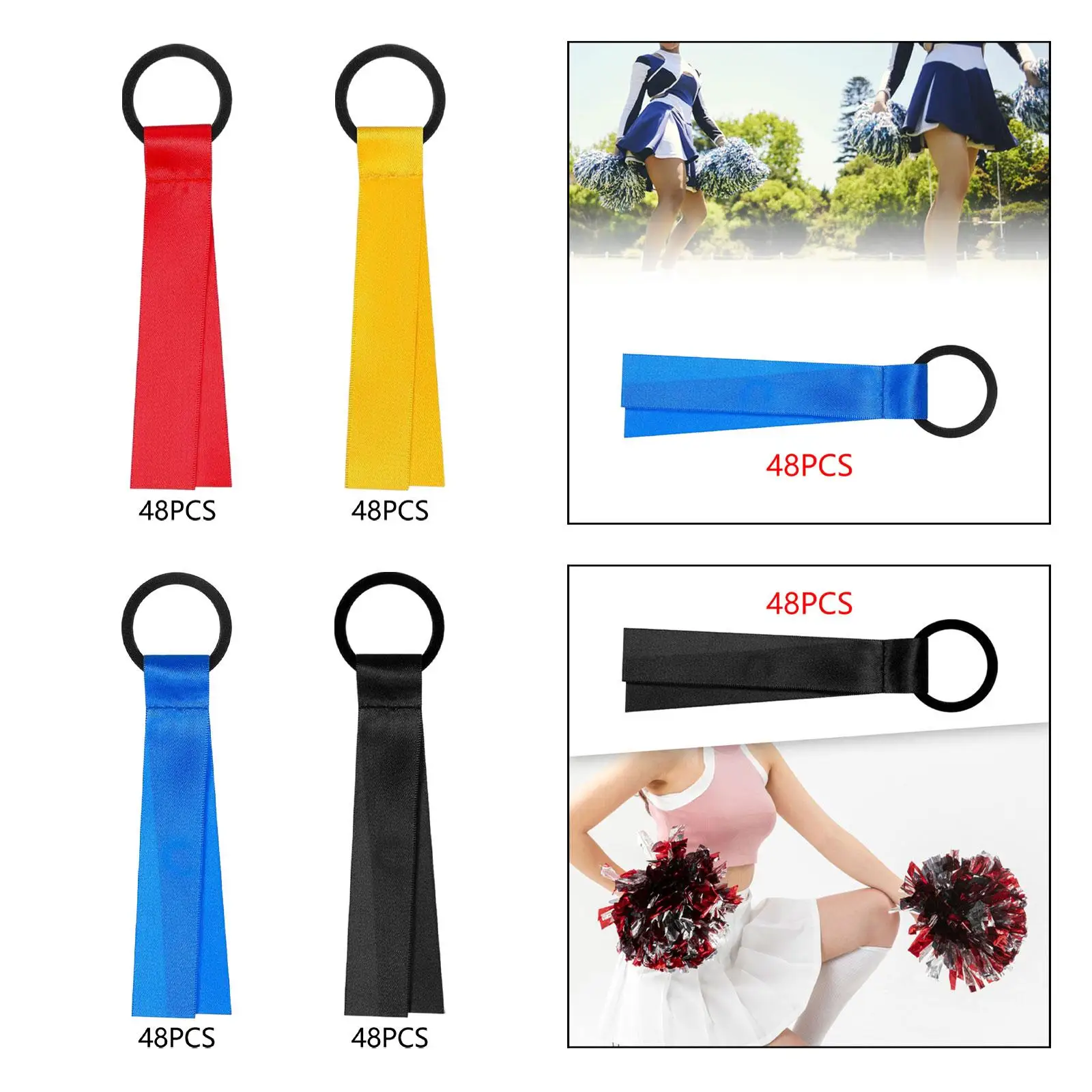 48 Pieces Cheerleader Pom Poms Name Tag for Basketball Cheering Sports Team