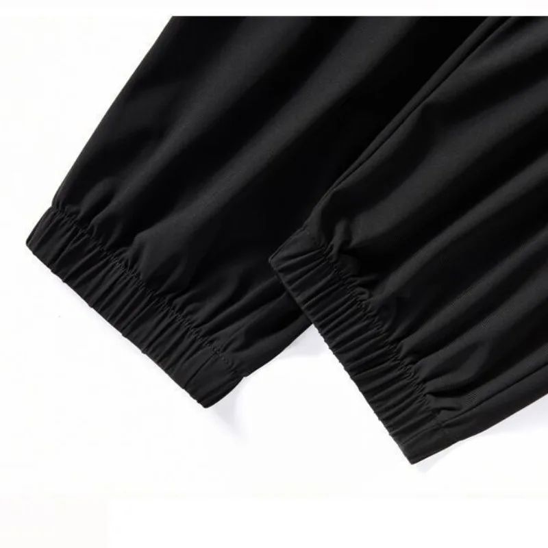 Spring Summer Women's Solid High Waist Pockets Elastic Casual Lantern Loose Harlan Trousers Preppy Style Drawstring Pants