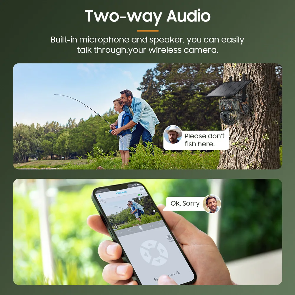 UBOX camouflage 4G solar camera, low-power, high-definition, full-color night vision, outdoor waterproof and mesh free monitor