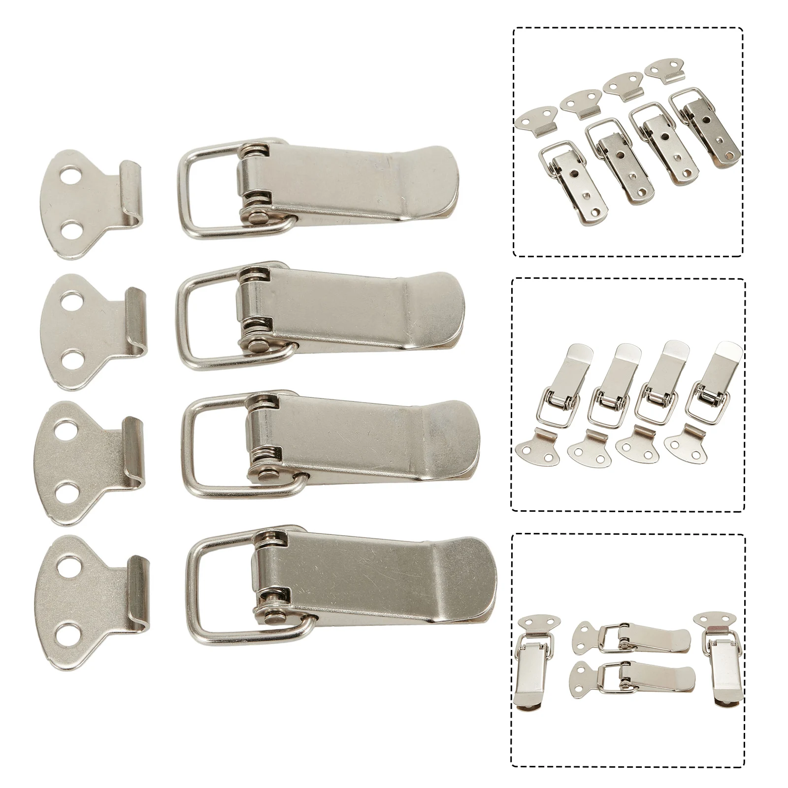 Hardware Cabinet Boxes 4PC Spring Loaded Latch Catch Toggle Hasp Iron Hasp For Wood Box Clasp Closures Crate Lock