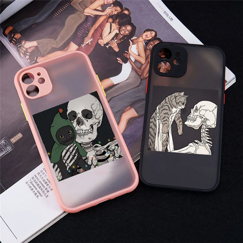 Black Skeleton Pattern Silicone Phone Case with Durable Back Cover