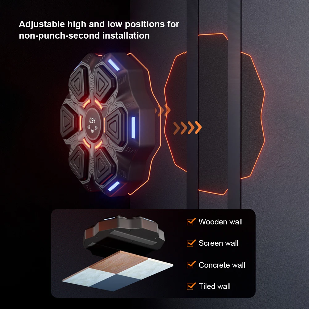 Music Boxing Machine Boxing Workout Machine Adjustable Speed Wall-Mounted Exercise Equipment Type C Rechargeable for Adults Kids