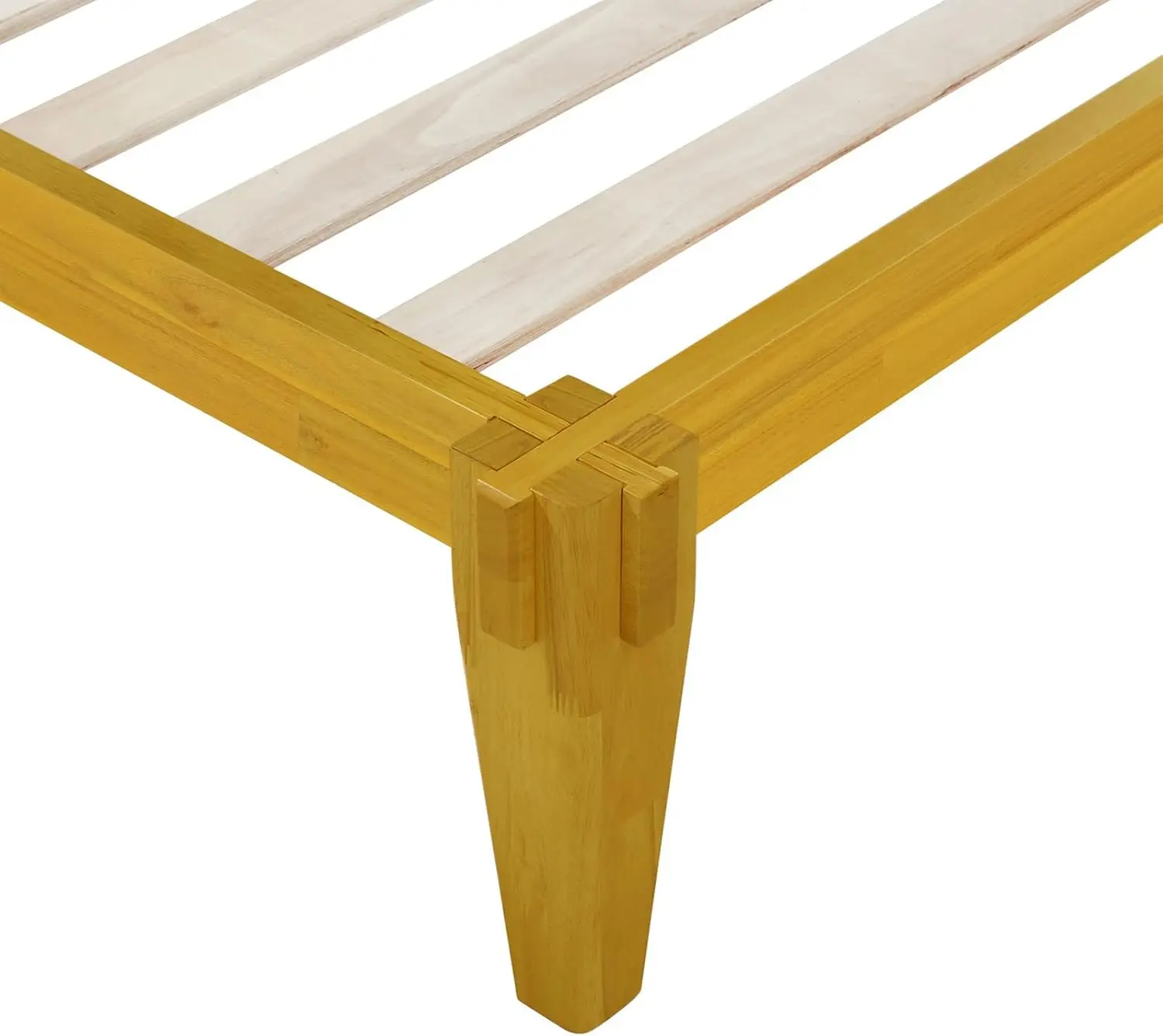 14” Solid Wood Bed Frames  Wood Platform Bed Frame Japanese Joinery Frame Wood Slat Support Without Box Spring