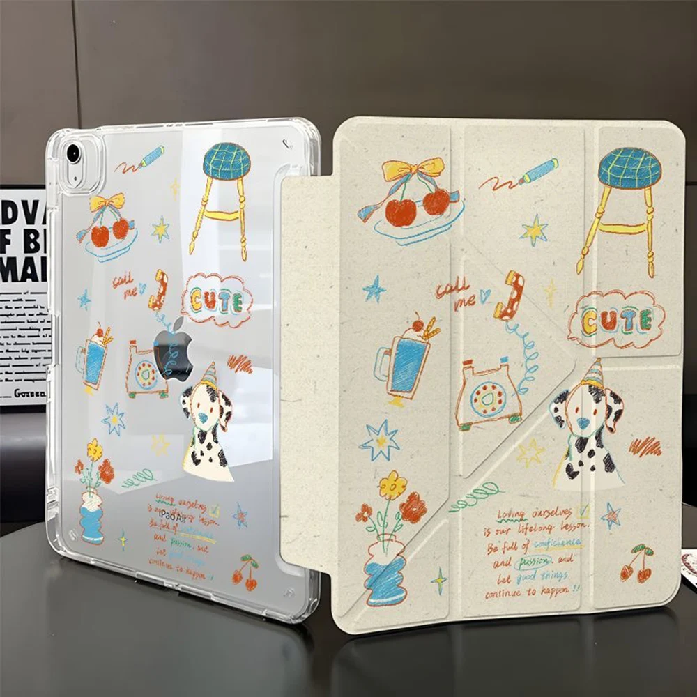 Cartoon iPad Case with Pencil Slot