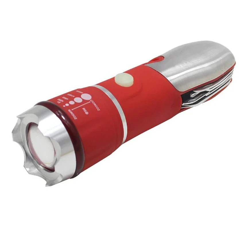Auto Emergency Tool & Flashlight with Safety Hammer & Multi-function Knife Tools Outdoor Camping Flashlight Battery Charged 3