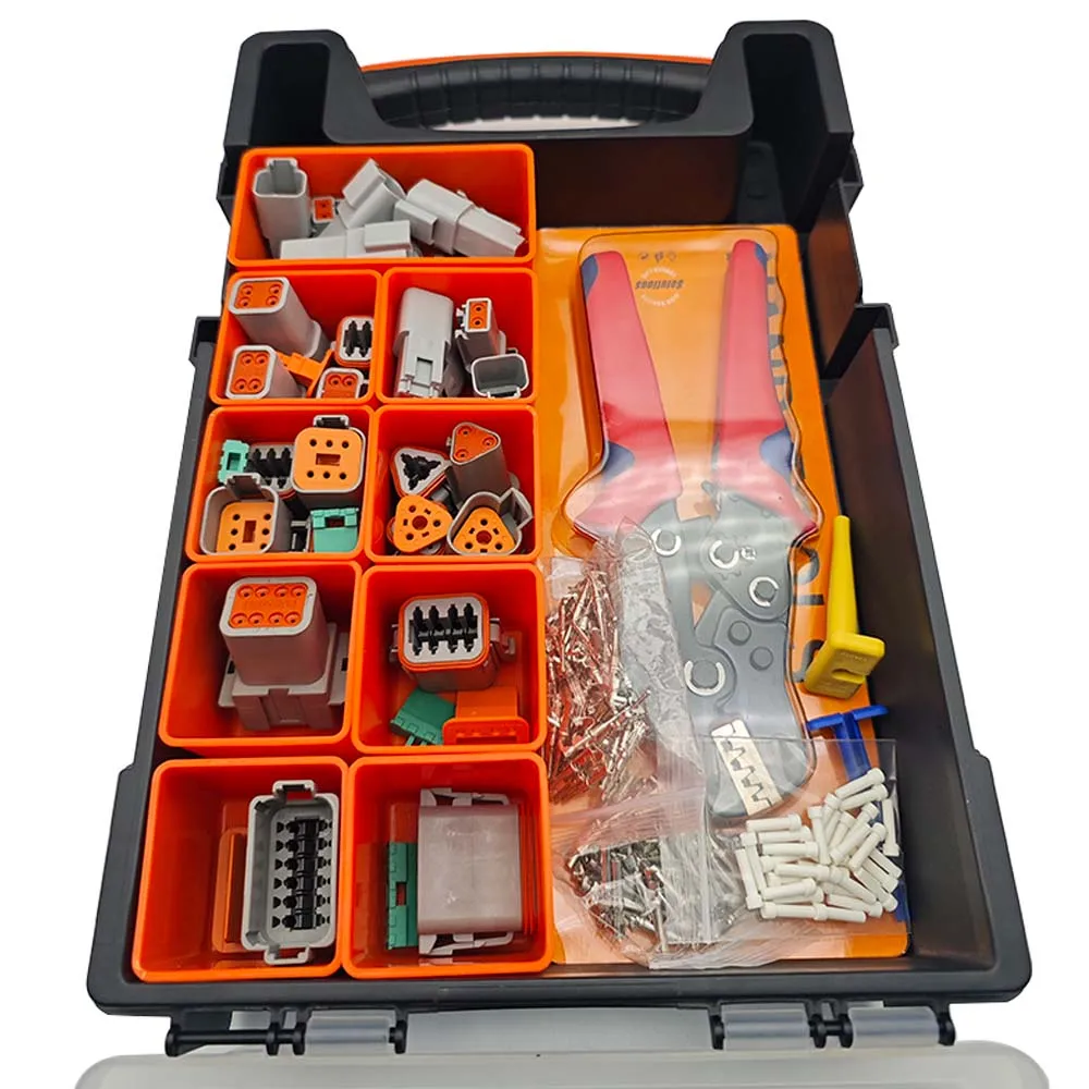 240 Stück 18 Kits DT Deutsch Steckverbinder-Set, Draht-Crimpzange, 16 gestanzte Kontakte für 14–18 AWG Kfz-Verkabelung, 2/3/4/6/8/12 Pin – Detail 4