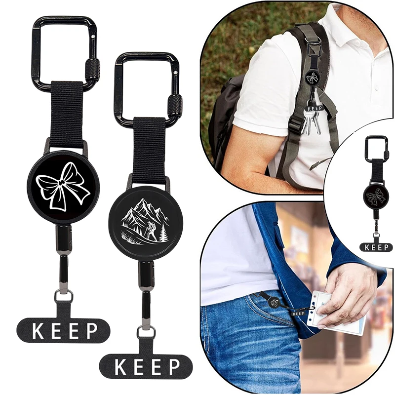 Enhanced Outdoor Anti-Theft Retractable Phone Lanyard with Locking Carabiner and Built-In Stand