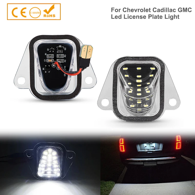 

2Pcs LED License Plate Light Rear Bumper Tag Lamp Assembly For Chevy Tahoe Suburban GMC Yukon Cadillac Escalade (ESV) 2007-2014