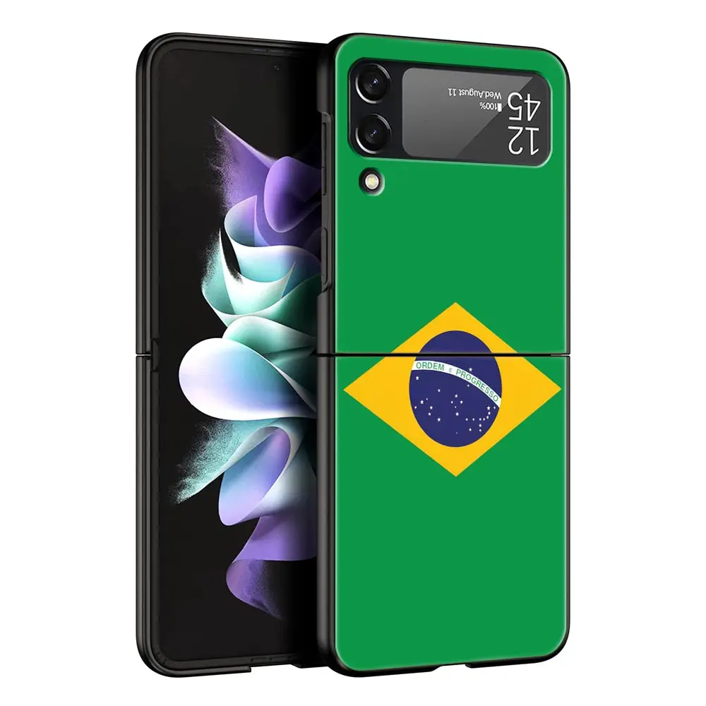 Brazil Flag Themed Black Folding Phone Case - Durable Hard Shell Cover