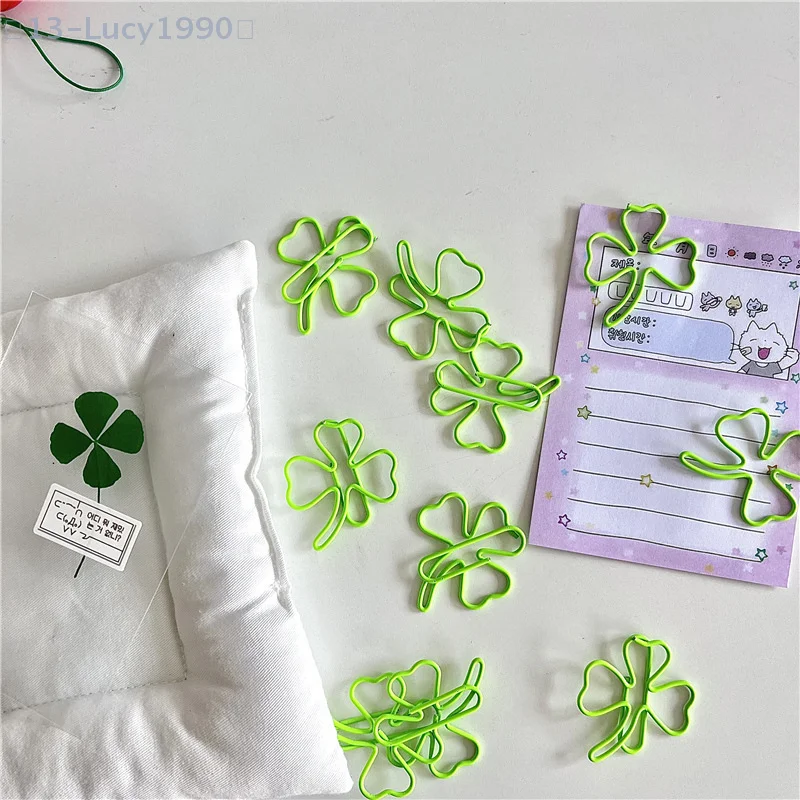 Cute Creative Four-leaf Clover Paperclips Bookmark Lovely Decor Binder Clip 5Pcs Office Document Bill Binding Supplies