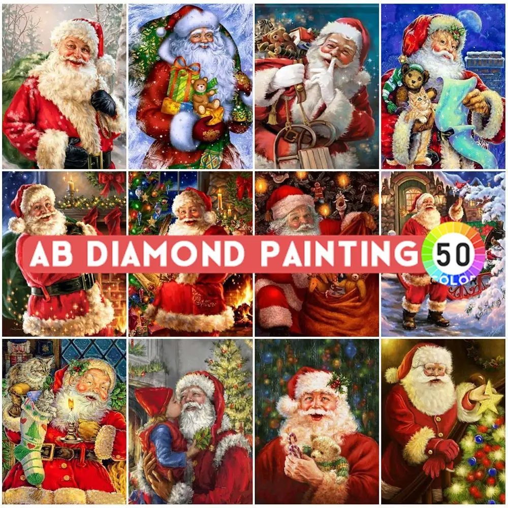 

AB Drills Diamond Painting 5D DIY Christmas Embroidery Portrait Picture Of Mosaic Rhinestones Gift Wall Stickers Art Kit