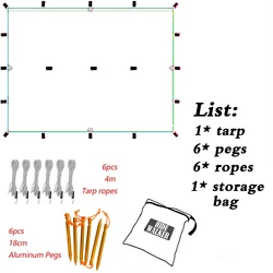 All-Purpose Waterproof Camping Tarp with Multiple Hanging Options - Khaki 3x3m (With 6 ropes 6 pegs)