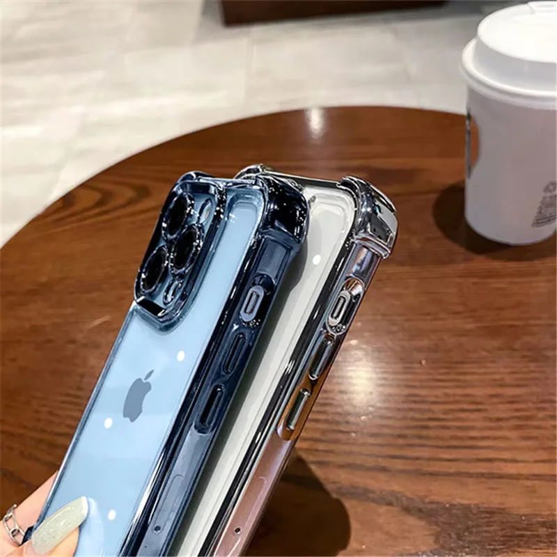 Luxury Purple Plating Clear Shockproof Phone Case For iPhone 14 13 16 15 Pro Max Plus XS XR X Four Corner Silicone Soft Cover 5