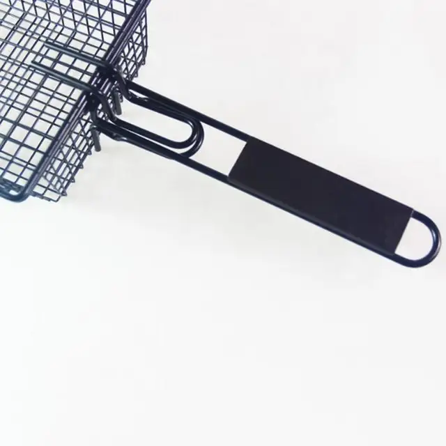 Grillező Kosár Grillezés Grill Rács Hordozható Kültéri Barbecue Nettó Mappa Bbq Szerszámok Sült Fa Fogantyú - Image 3