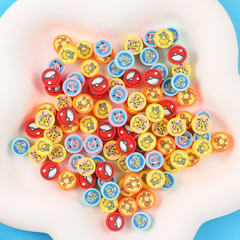 

30pcs Pokémon Beads 9mm Cute Cartoon Anime Clay Beads for Jewelry Making Pikachu Diy Bracelet Necklace Accessories