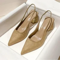 Sharp Pointed High Heels Women's 2025 New Retro Simple Toe Sandals, Comfortable and Fashionable Shallow Mouth Single Shoes 2