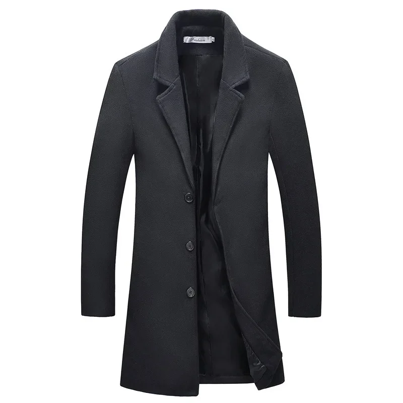 Casual men jacket Winter Men's Casual Woolen Overcoat Jacket Fashionable Simple Medium-length Slimming Smooth Silhouette Men