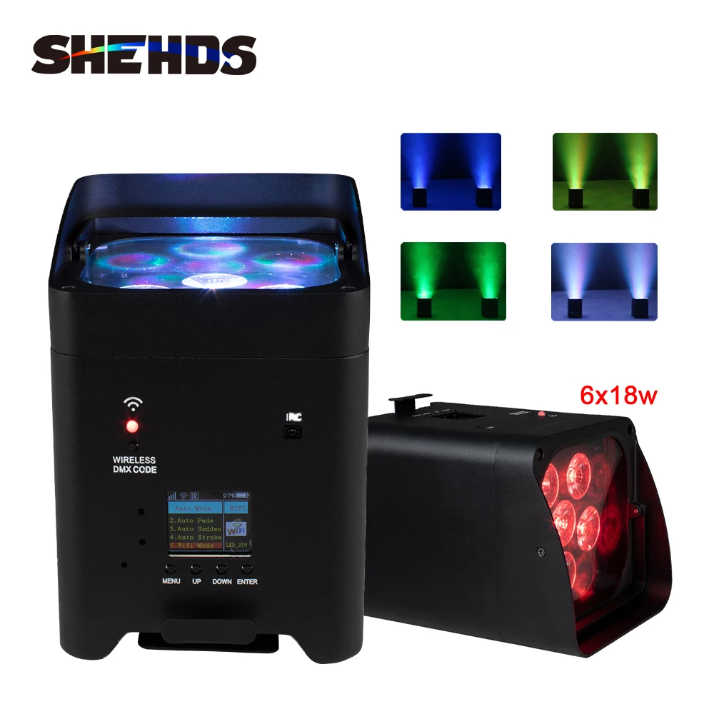 ตัวเลือกสินค้า ไฟ LED บาร์ ดิสโก้ 6x18W 6in1 แสงสีครบ ไร้สาย