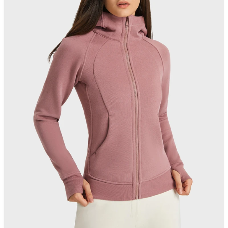 Casual Hooded Jackets Winter Thick Warm Sweatshirts Women Thumb Hole Zip Up  Sports Coat Fitness Solid Autumn Cotton Training Top| | - AliExpress