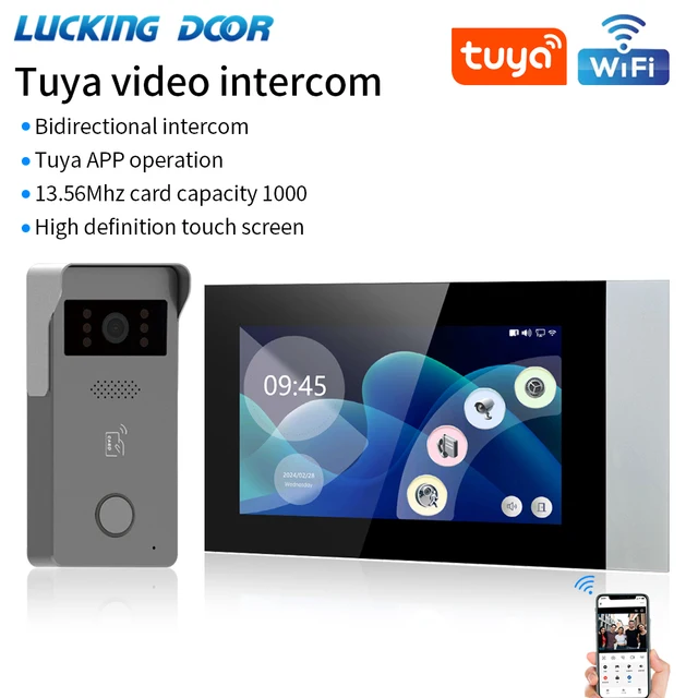 Tuya 720P 2-Wire Analog 7 inch lP Video Intercom Kit Color Touch Screen Wifi Doorbell for RFID Access Control System 2