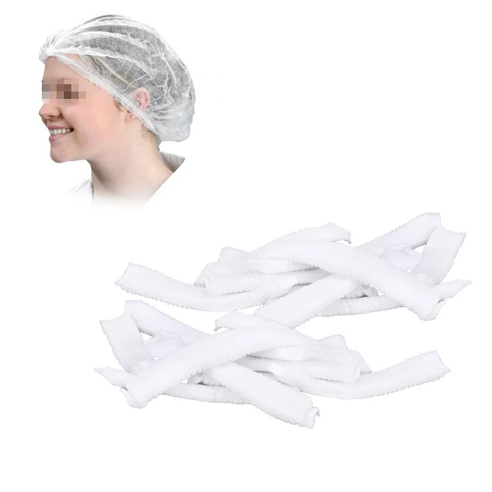 

100pcs Disposable Hair Non-woven Dust Bouffant for Medical Service Food Baking Makeup for Outdoor (White)