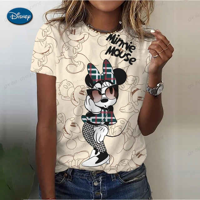 Disney Camiseta de talla grande para mujer con estampado de Minnie Mouse