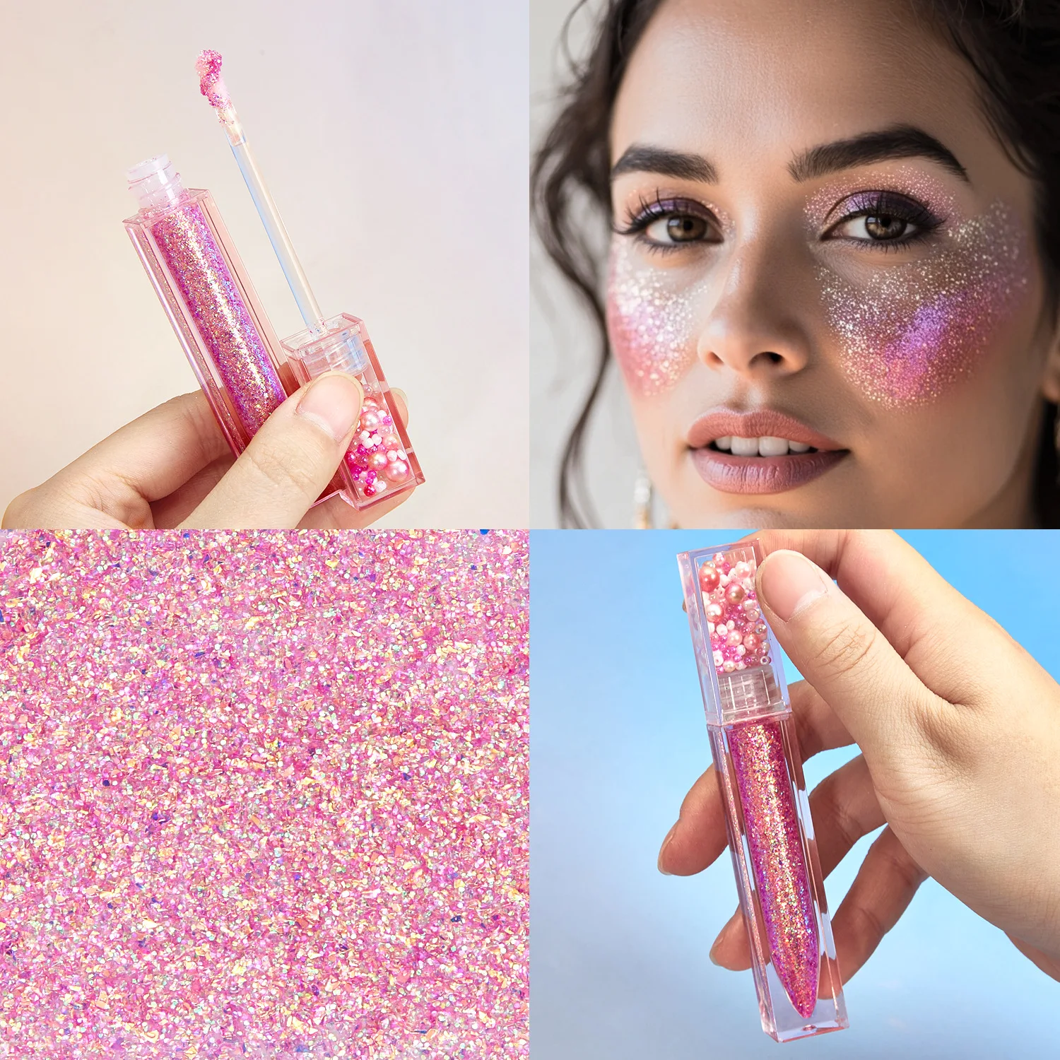 Description Picture 5 of item2025 No Logo Chameleon Liquid Glitter Eyeshadow Body Glitter Holographic Metal Duo-chrome Face Eye Makeup Glitter Gel