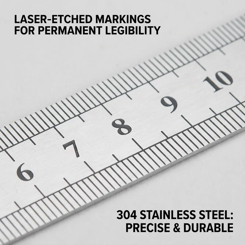 15cm 스테인레스 스틸 직선 자, 엔지니어링 도면, 학교, 사무실용 고정밀 양면 명확 표시 자
