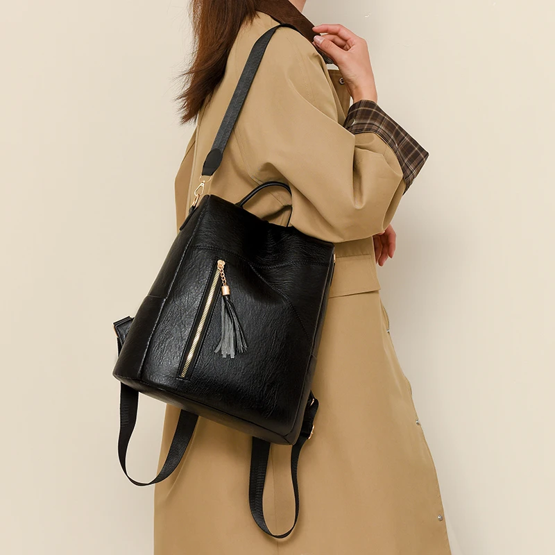 1 piece women's casual backpack, handbag, storage bag, large capacity, fashionable and versatile, retro trend