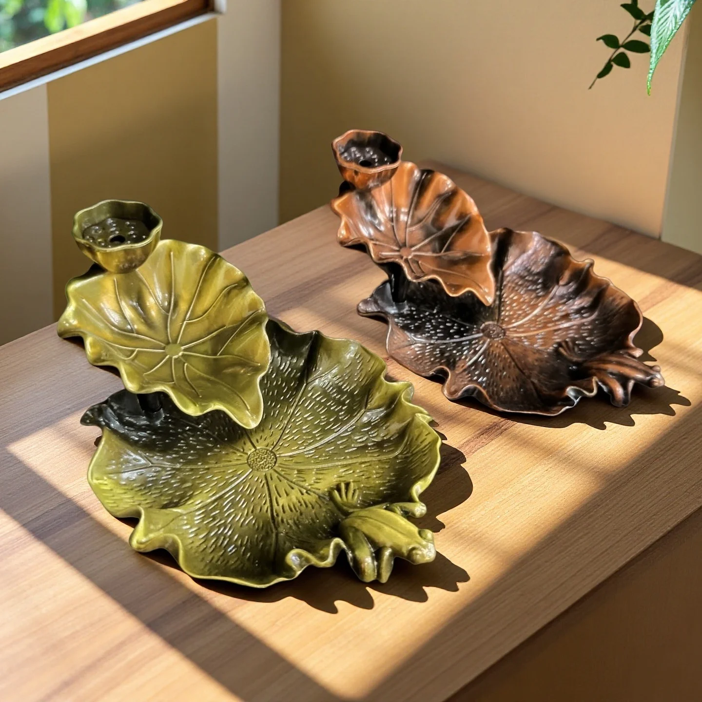 1x لوتس بركة ارتجاعي البخور الموقد المعادن الضفدع...