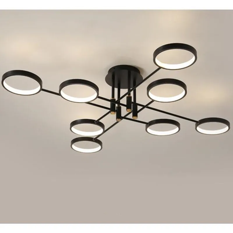 

New Modern Style LED Chandelier For Living Room Dining Room Bedroom Kitchen Home Ceiling Lamp Black Design Remote Control Light