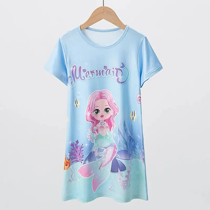 Girls Dress 1/2 Piece Summer Children's Dress Girl Sweet And Lovely Casual Fashion Dress Comfortable And Versatile Knee-length Home