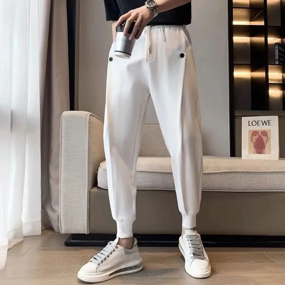 2024 Korean Style Men Spring Hight Quality Loose Harem Pants Male Casual Pants Fashion Sports Trousers