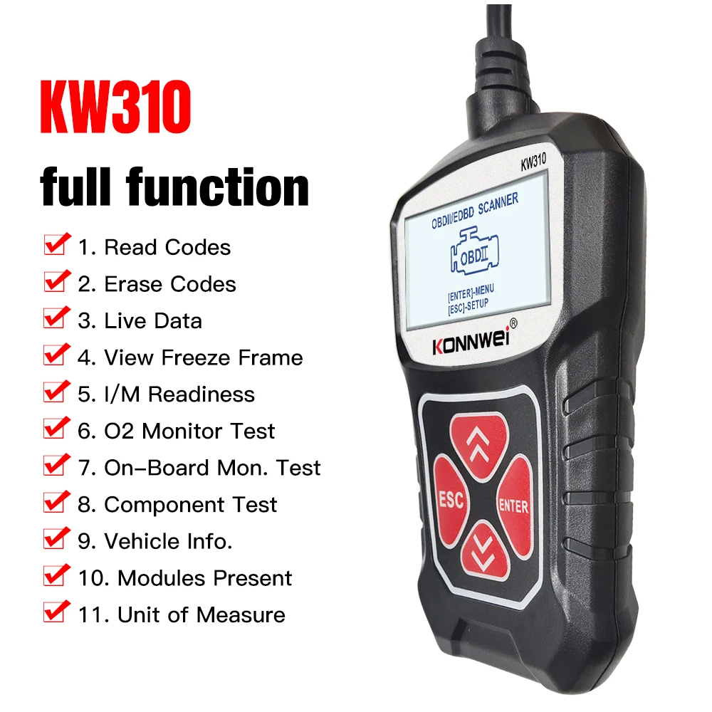 KONNWEI KW310 OBD2 Car Diagnostic Scan Tool Automotive ODB2 OBD 2 Scanner Code Reader with Russian Auto Tools PK ELM 327 V1 5 4