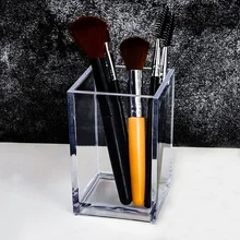 

Acrylic Cosmetic Brush Storage Tube Transparent Eyebrow Pencil Makeup Brush Storage Box Student Desktop Single Square Pen Holder