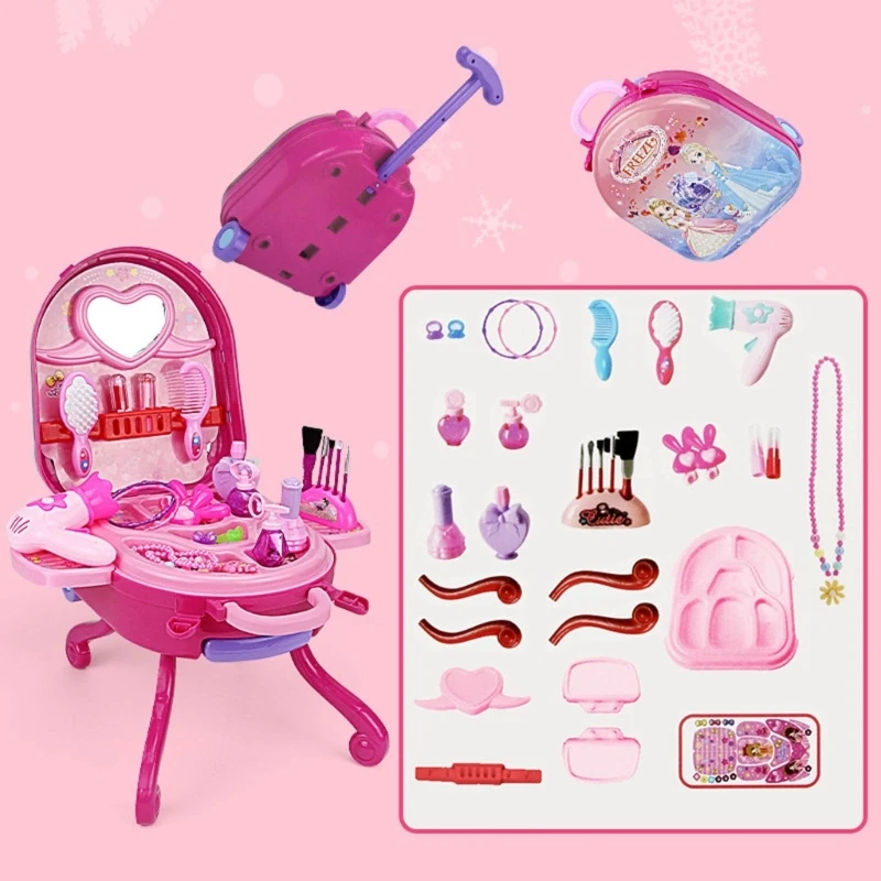 36Pcs/Set Girls Makeup Toy Princess Cosmetic Suitcase Early Learning Educational Toys