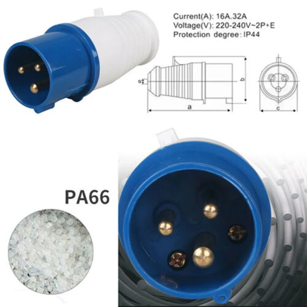 Industrial plugs socket 240V 16A 3 pin waterproof male/female IP44 2P caravan motorhome trailer truck yacht home hardware