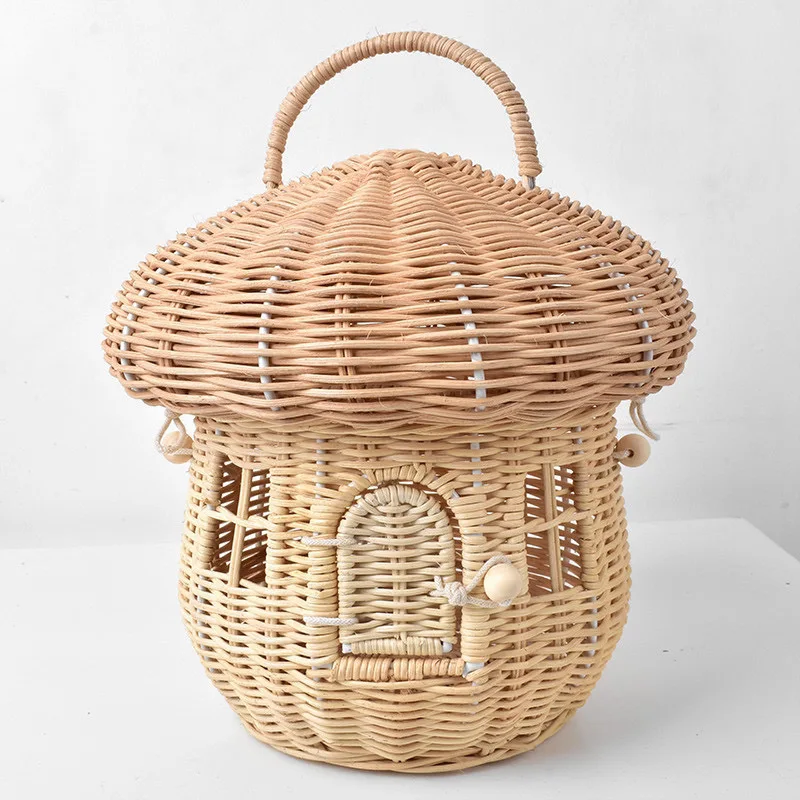 FairyMushroomWickerBasketNaturalRattanNutsBasketLittleRed