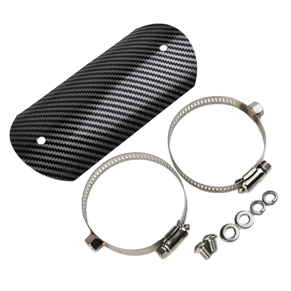 Protector Exhaust Heat Shield Replacement Stainless Steel Universal Carbon Style Look Guard Middle Pipe Motorcycle Parts Useful