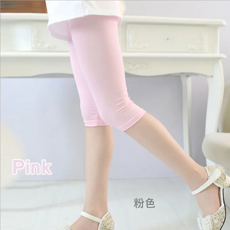 Girls Pants Modal Cotton Leggings Summer Kids Calf Length Cropped 2-8 Y