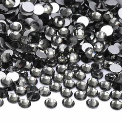 High - Quality Silver Glitter Glass Crystal Rhinestones for Nail Art and Wedding Dress Decoration (Black Diamond)