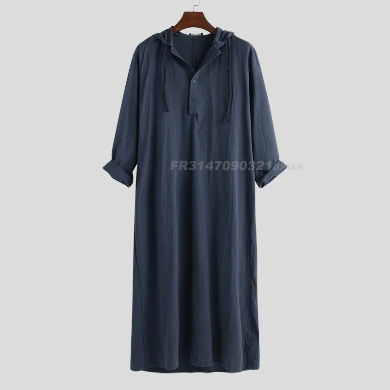 Batas musulmanas para hombre, caftán largo con capucha, Jubba, Thobe, árabe, turco, Abaya, Islam, Habit, musulmán, Color sólido, vestido de Ramadán