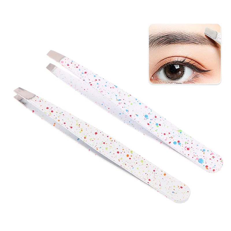 

1pc Precision Eyebrow Tweezers Stainless Steel Fine Hairs Puller Flat Slant Tip Eye Brow Clips Hair Removal Makeup Tools